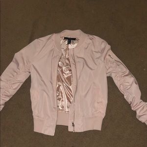SATIN FRILLED PINK BOMBER JACKET